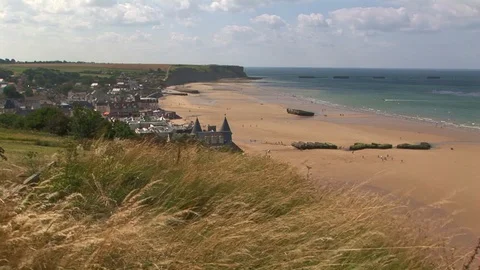 Overview of Gold Beach Arromanches Normandy, France Stock Footage 101208733