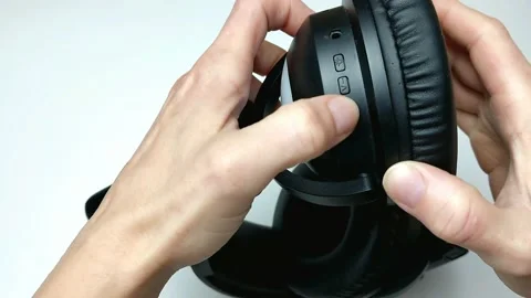 Overview of headphones with cat ears.Different backlight modes. Stock Footage 205414588