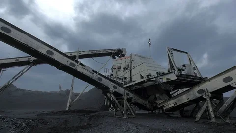 An overview of huge coal producing machine at the coal mine Stock Footage 101501658