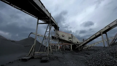 An overview of huge coal producing machine at the coal mine Stock Footage 101501710