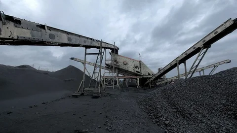 An overview of huge coal producing machine at the coal mine Stock Footage 101504324