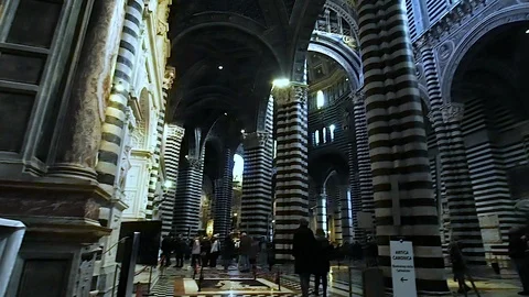 Overview of the interior of the Duomo of Siena in 4k Stock Footage 101526251