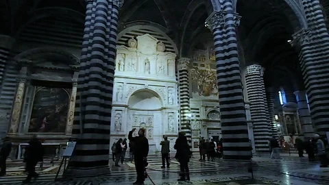 Overview of the interior of the Duomo of Siena in 4k Stock Footage 101533332