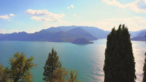 Overview of Lake Como from an elevated position Stock Footage 211812849
