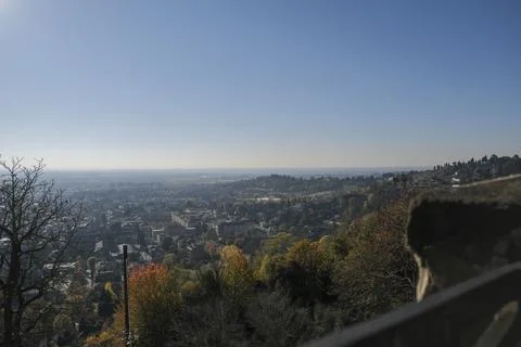Overview of Lower Bergamo, seen from an elevated position, from Citta Alta Stock Photos