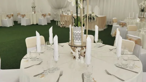 An overview of the main table of the newlyweds. Stock Footage 217739896