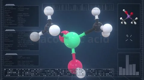 Overview of the molecule of cacodylic acid on the computer screen. 3d rendering 스톡 일러스트