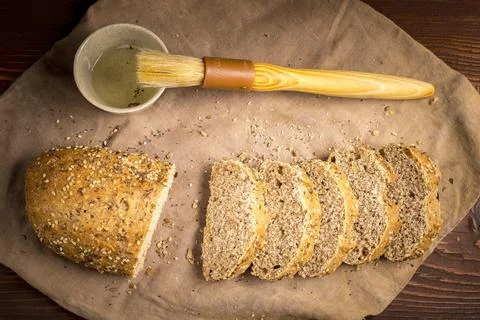 Overview of multigrain bread. Stock Photos