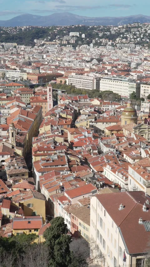 Overview of Nice Old Town Rooftops and Cityscape. Stock Footage 329847563
