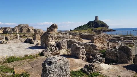 Overview of Nora, Sardinian old town Stock Footage 201738284