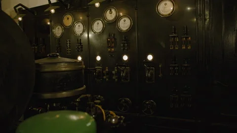 Overview of an old, industrial control panel Stock Footage 301035085
