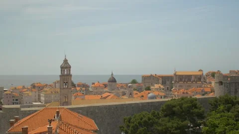 Overview of the old town of Dubrovnik with its typical houses, in Croatia Stock Footage 241686667