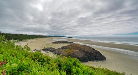 Overview of Pacific ocean long beach near Tofino, British Columbia, Canada Stock Photos