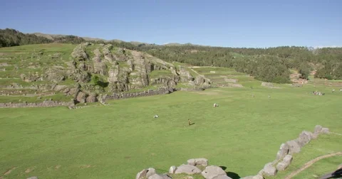 An overview pan of the Sacsayhuaman Complex Video stock 78703071