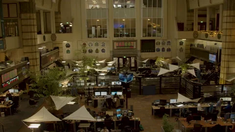 Overview of people working at Amsterdam Stock Exchange Stock Footage 166012706