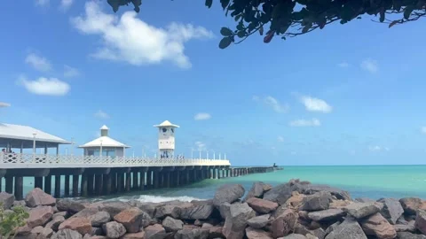 Overview on the Ponte dos Ingresses pier in Fortaleza, Brazil Stock Footage 327629564