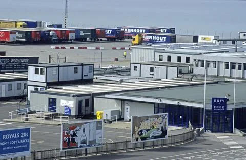 Overview of Ramsgate Customs Offices and Lorry Park Stock Photos