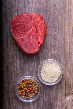 Overview of a raw beef fillet Stock Photos