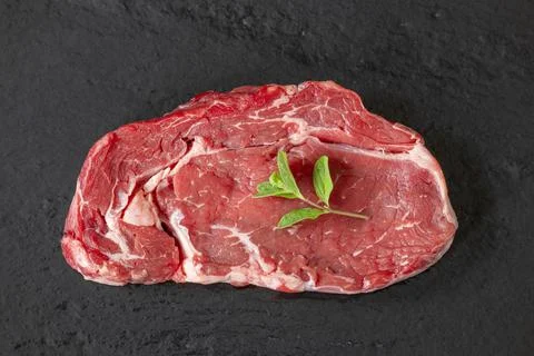 Overview of a raw steak Stock Photos