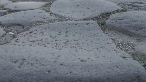 Overview from right to left of an ancient Roman road, Via Appia Stock Footage 73985310
