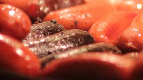 Overview of roasted sausage Stock-Footage 18343065