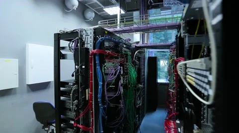 An overview of the room with servers Stock Footage 68647231