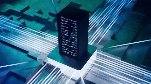 Overview of Server Racks Inside a Modern Data Center Server Room Stock Footage 347842409