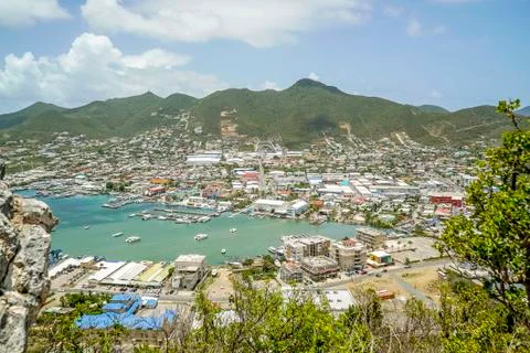 Overview of simpson bay st.maarten post hurricane Irma 写真素材