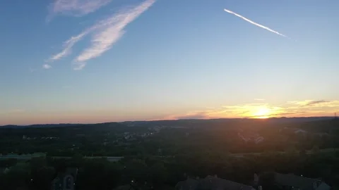 Overview of the sky during the sunset Drone Stock Footage 263082637