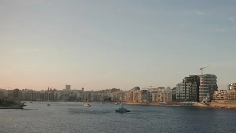 Overview of Sliema from Valetta, Malta Stock Footage 238822393
