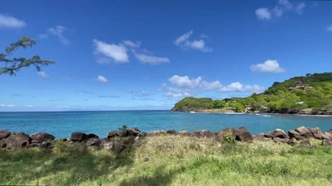 Overview on the small bay in the North of the St Lucia Island Video stock 327629509