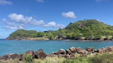 Overview on the small bay in the North of the St Lucia Island Stock Footage 327629517
