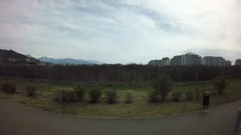 Overview of the Sochi Park territory from the bus window Stock Footage 129708350