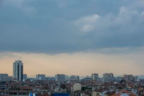 Overview of Sofia at sunset Stock Photos