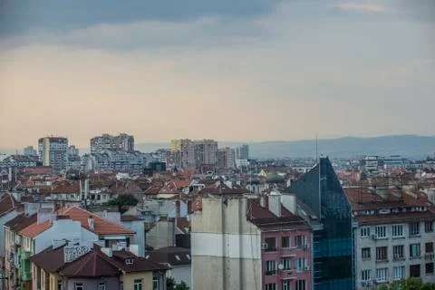 Overview of Sofia at sunset Foto stock