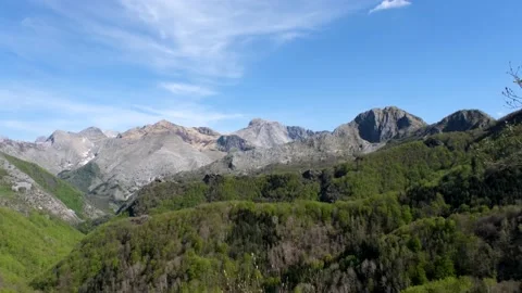 Overview of some peaks of the Apuan Alps in Tuscany Stock Footage 154649130