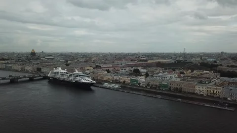 Overview St. Petersburg & Azamara Cruise Ship Stock Footage