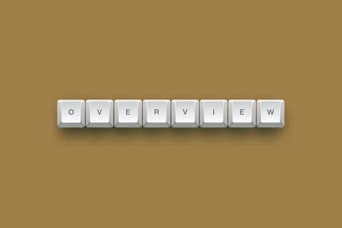 Overview text on a 3d keyboard button with shadow concept series Stock Illustration