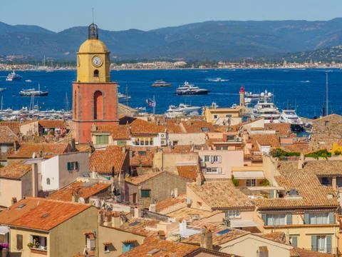 An overview of the town of Saint Tropez. Stock Photos