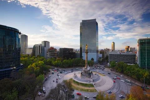 Overview of Traffic Circle, Paseo de la Reforma, Mexico City, Mexico Stock Photos