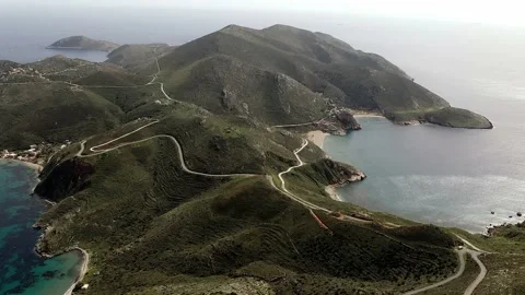 Overview of two bays separated by a peninsula Stock Footage 236973045