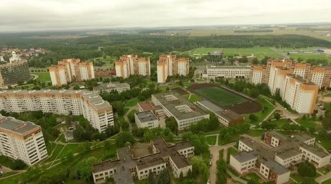 Overview of a typical residential area in a typical soviet town from the sky Video stock 68942907