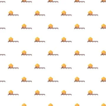 Overwater bungalows pattern on white background Illustrazione stock
