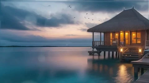 Overwater hut Stock Footage 280386925