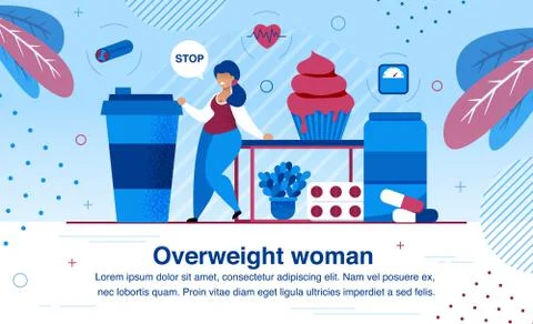 Overweight and Obesity Problem Flat Vector Banner Stock Illustration