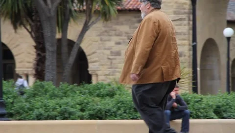 Overweight Handicapped Man Stock Footage 3678440