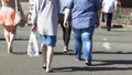 Overweight male crossing city among pedestrians, health disorder, obesity 4k or 4k+ Resolution