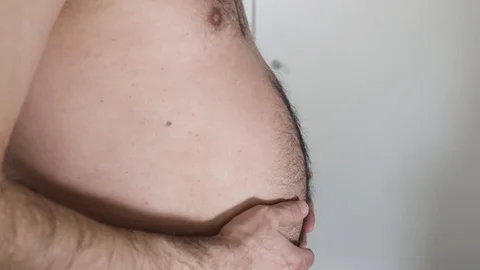 Overweight man with big belly Video stock 103149724