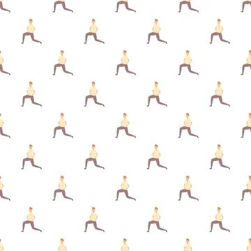 Overweight man doing lunges exercise repeating pattern Ilustración de archivo