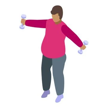 Overweight man is doing side lateral raise with dumbbells workout in gym Stock Illustration